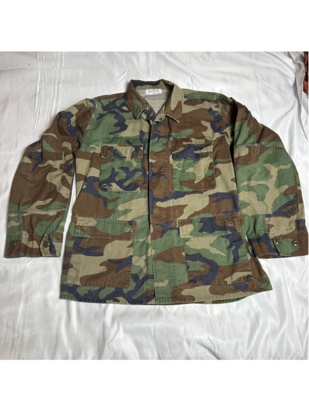 Women's Swank A Posh Camo Utility Jacket, Size L, Green and Brown